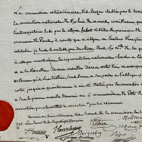 Mandat d'arrêt contre Hébert, le "Père Duchêne", signé par la commission des douze – vue 2