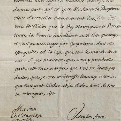 Le Grand Dauphin annonce la naissance d'un héritier à la couronne de France – vue 2