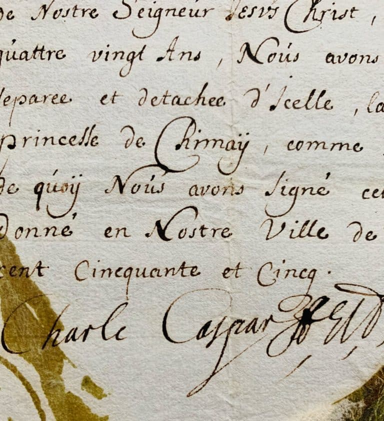 Le prince-électeur de Trèves, Charles-Gaspard, fait don d&rsquo;une relique à la princesse de Chimay
