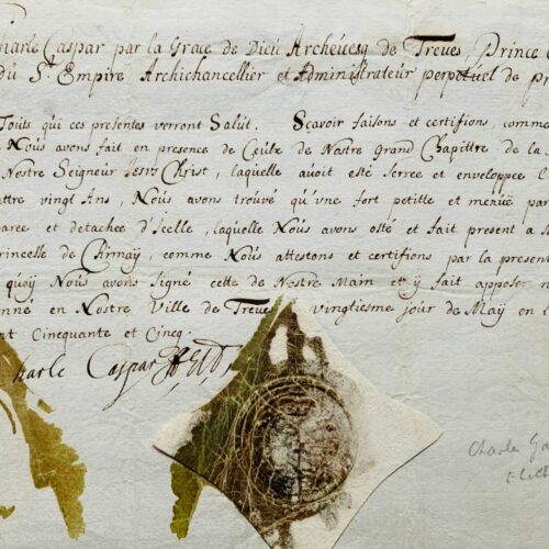 Le prince-électeur de Trèves, Charles-Gaspard, fait don d'une relique à la princesse de Chimay – vue 2