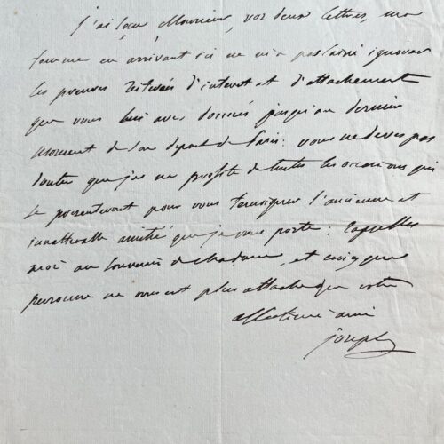 Affectueuse lettre autographe du Roi de Naples, Joseph Bonaparte – vue 2