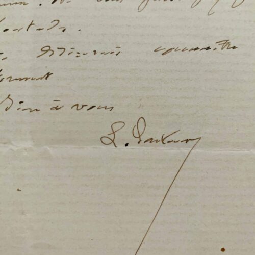Lettre de Pasteur à son élève et collaborateur Ulysse Gayon