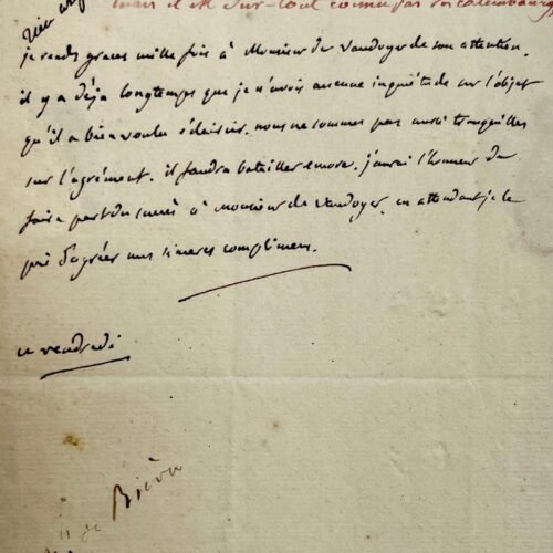 Billet de François-Georges Mareschal, marquis de Bièvre, célèbre pour ses calembours – vue 2