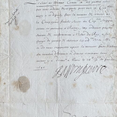 Très rare signature de Claude de Malleville, l'un des membres fondateurs de l'Académie française – vue 2
