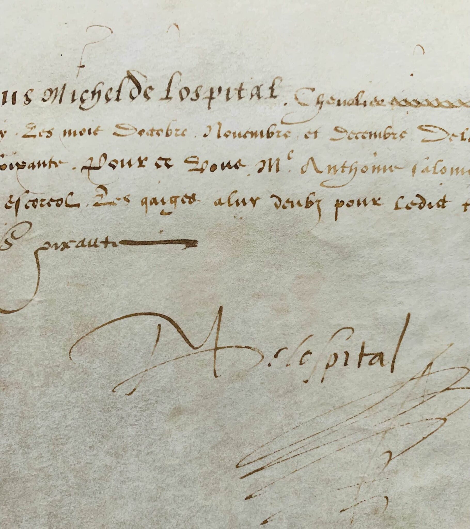Rare parchemin signé par Michel de L’Hospital