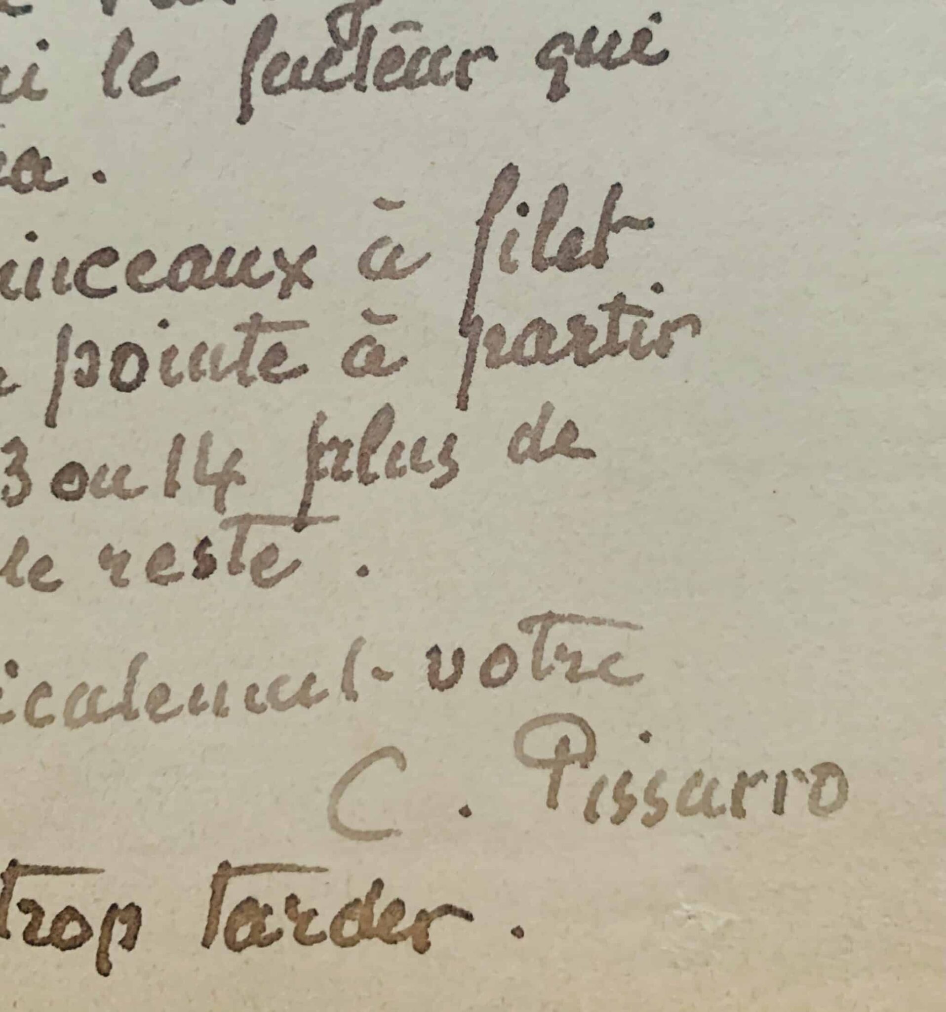 Camille Pissarro commande des pinceaux et des toiles à son marchand de couleurs Camille Pissarro commande des pinceaux et des toiles à son marchand de couleurs