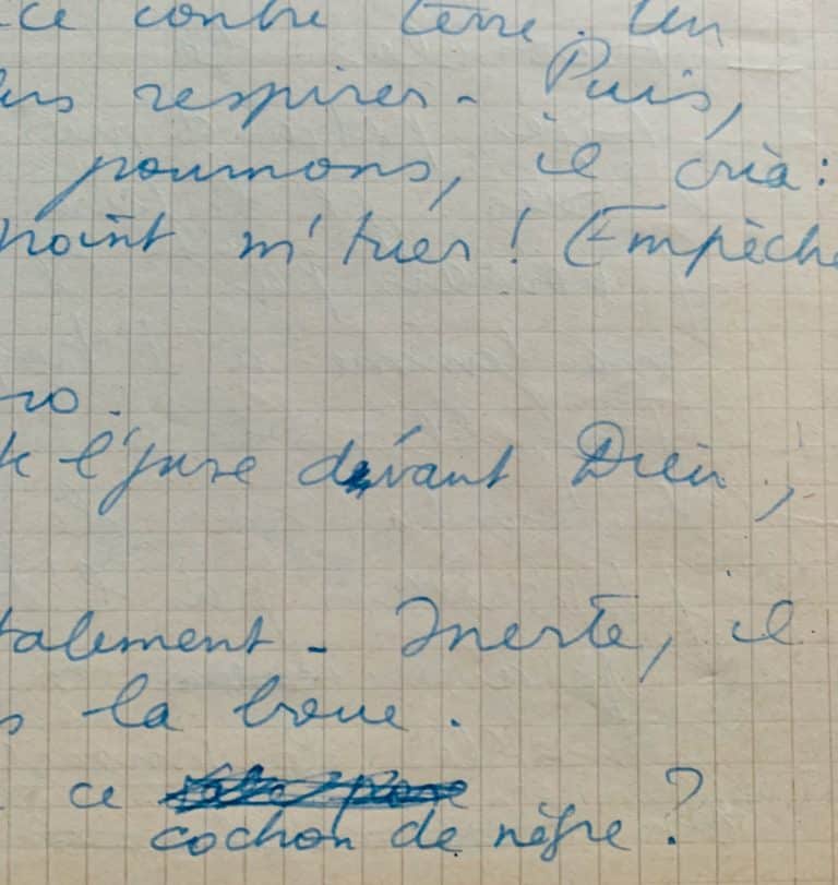 Exceptionnel manuscrit de la traduction par Boris Vian d&rsquo;une nouvelle de Richard Wright