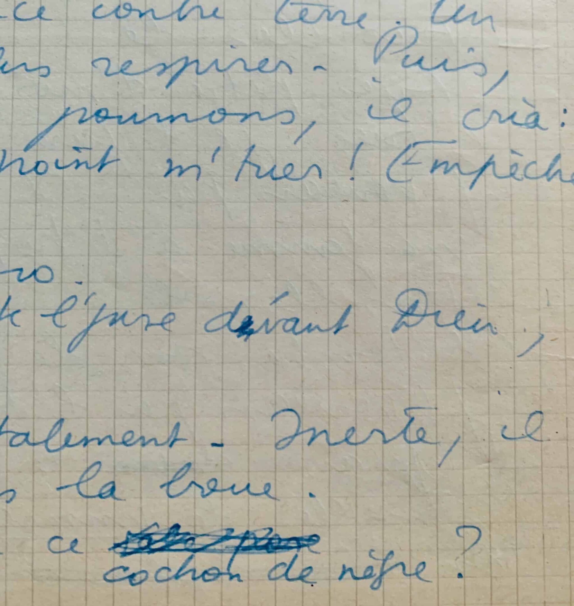 Excepcional manuscrito de la traducción de Boris Vian de un cuento de Richard Wright