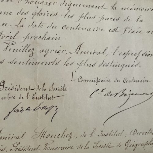 Ferdinand de Lesseps recrute Mouchez au sein du Comité du centenaire de Lapérouse