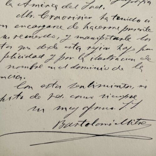 Lettre de l'ancien président argentin Bartolomé Mitre