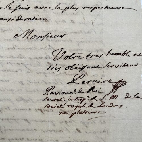 Rare letter from Jacob Rodrigue Pereire, a pioneer in the education of the deaf, on a scientific problem