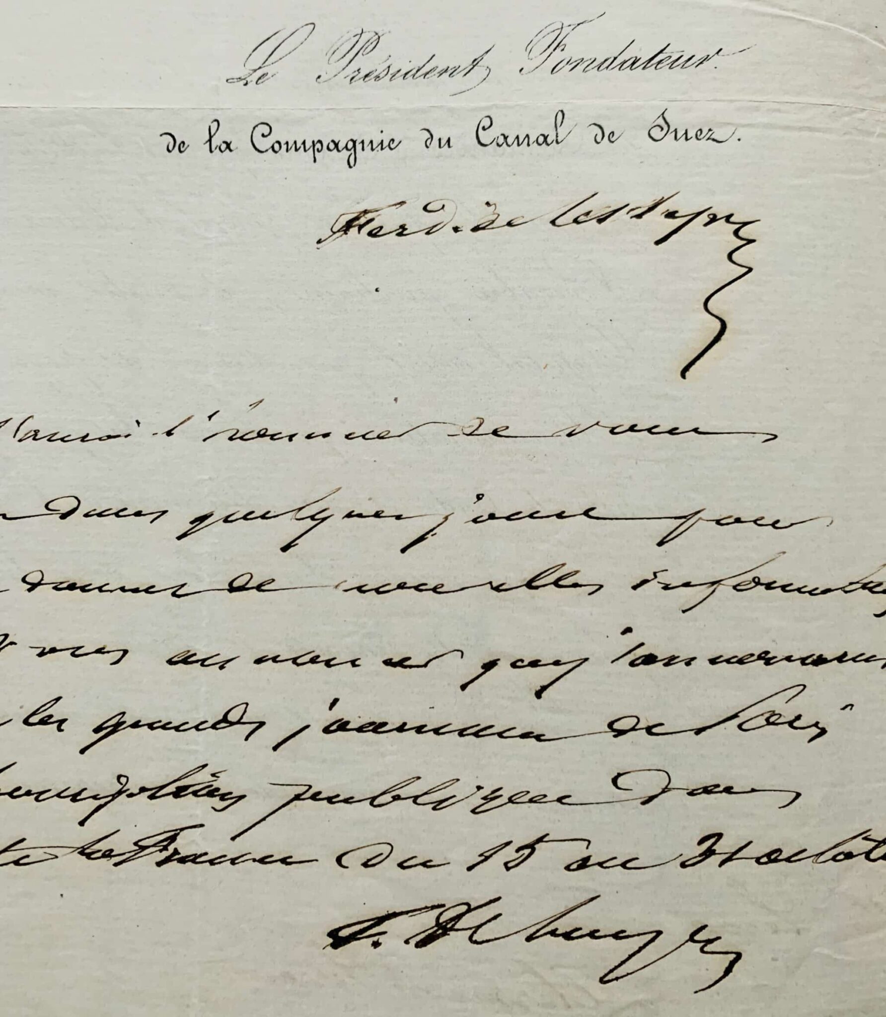 Ferdinand de Lesseps lance la souscription du Canal de Suez