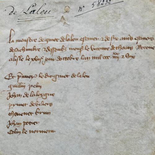 Revue d'hommes en armes du vicomte de Thouars en 1386