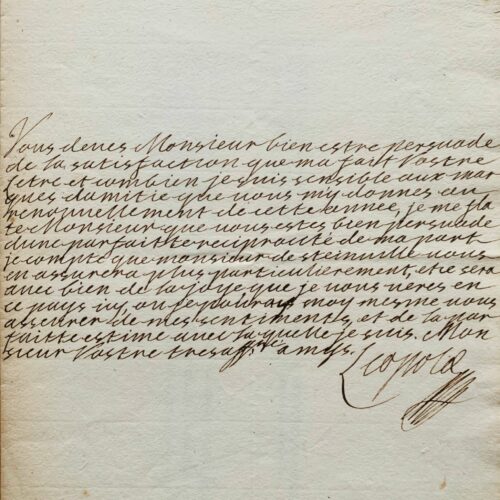 Belle lettre entièrement autographe du duc Léopold 1er de Lorraine – vue 2