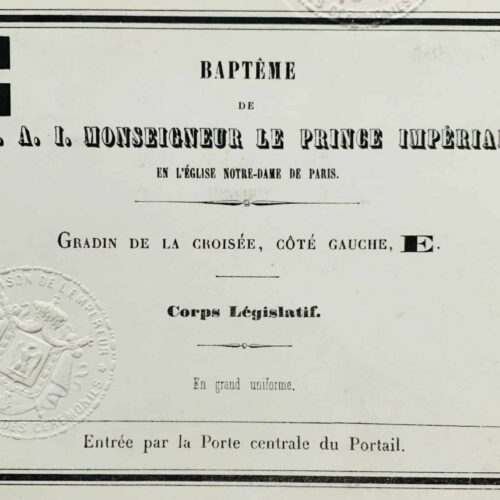 Carte d'invitation au baptême du Prince Impérial – vue 2