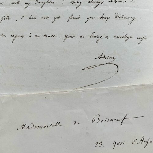 Lettre familiale du botaniste Adrien de Jussieu