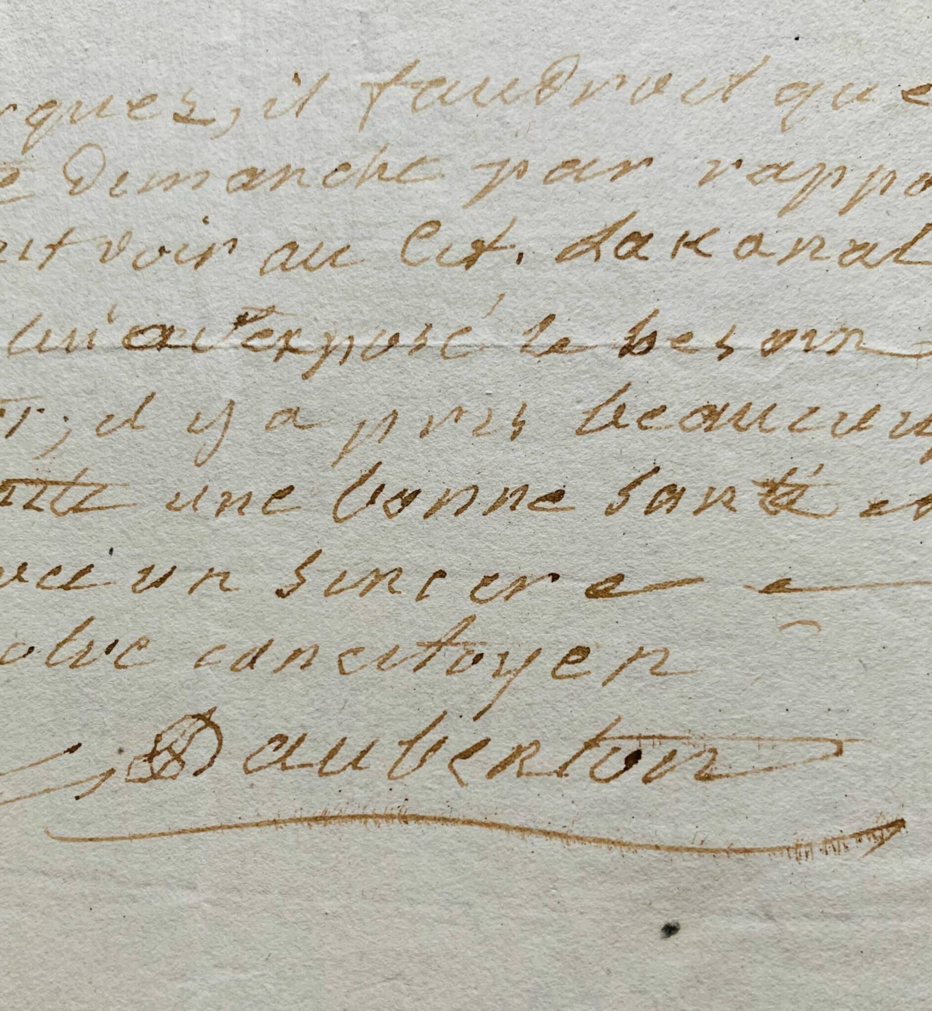 Belle lettre de Daubenton à Bernardin de Saint-Pierre