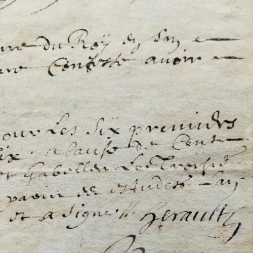 Rare pièce signée par le peintre paysagiste Charles Hérault en 1706