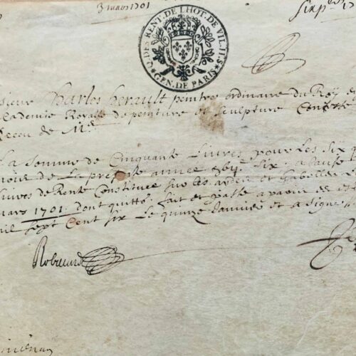 Rare pièce signée par le peintre paysagiste Charles Hérault en 1706 – vue 2