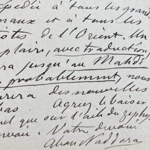 Rare lettre du journaliste et homme de théâtre égyptien Yaqub Sannu, dit Abou Naddara