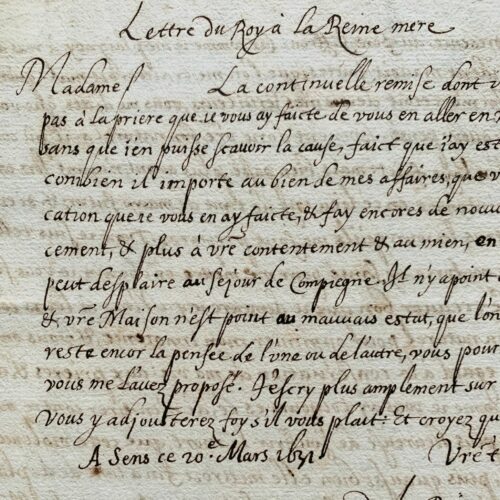 Journée des dupes : copie d'époque de trois lettres historiques de Louis XIII, Richelieu et Marie de Médicis