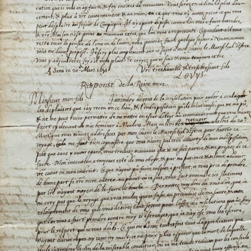 Journée des dupes : copie d'époque de trois lettres historiques de Louis XIII, Richelieu et Marie de Médicis – vue 2