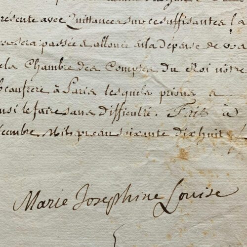 La comtesse de Provence, Marie-Joséphine de Savoie, rétribue sa dame de compagnie, la comtesse de Rastignac