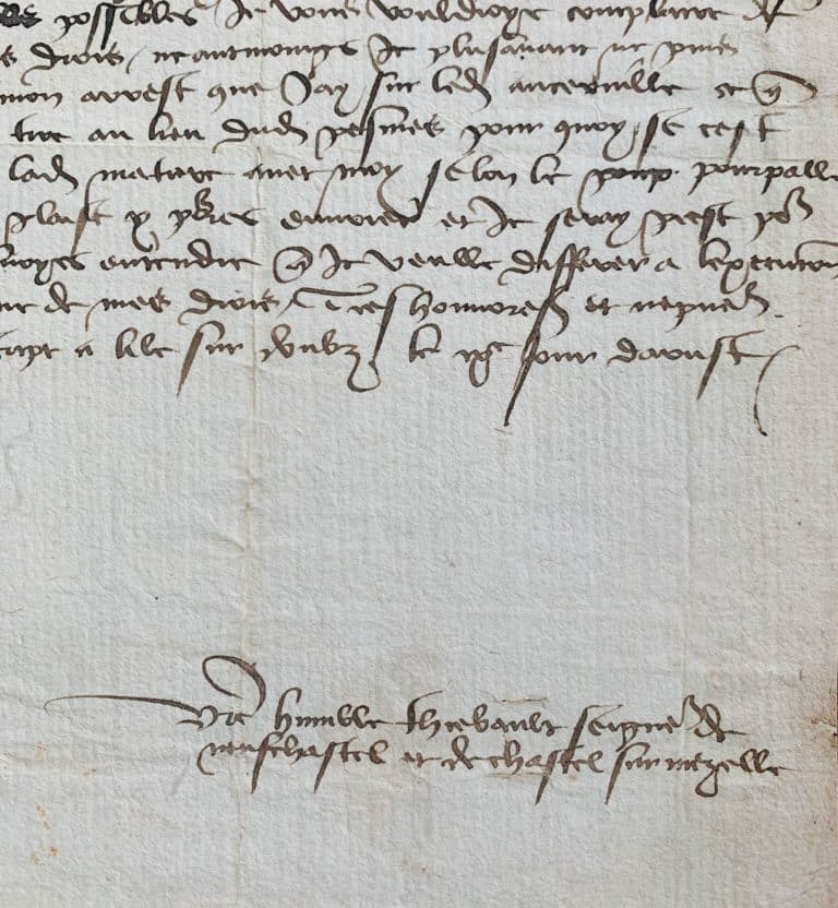 Rarissime lettre de Thiebault IX de Neufchâtel écrite en 1464