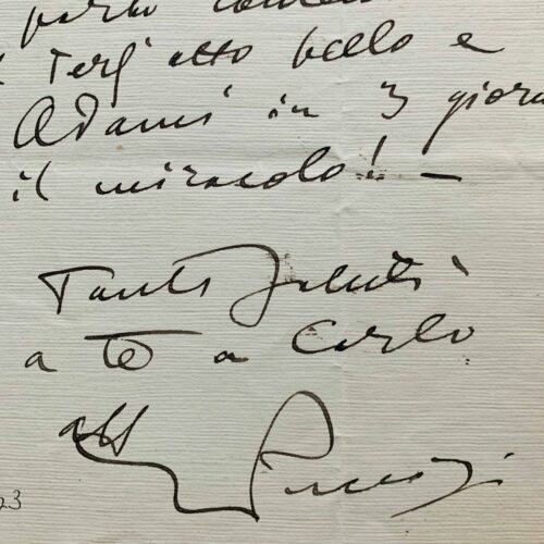 Puccini enthousiasmé du travail d'Adami pour Turandot