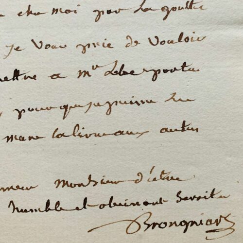 Trois lettres de l'architecte Alexandre-Théodore Brongniart sur l'aménagement de l'Hôtel Nansouty
