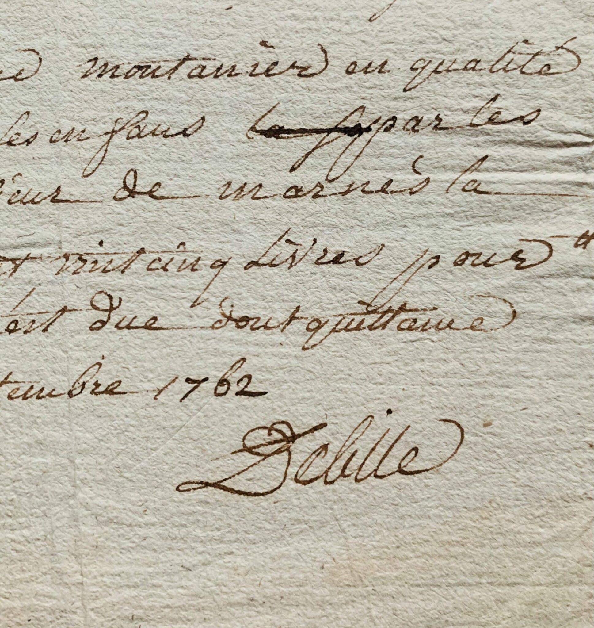 Quittance signée par Jacques Delille pour une pension qui lui est due