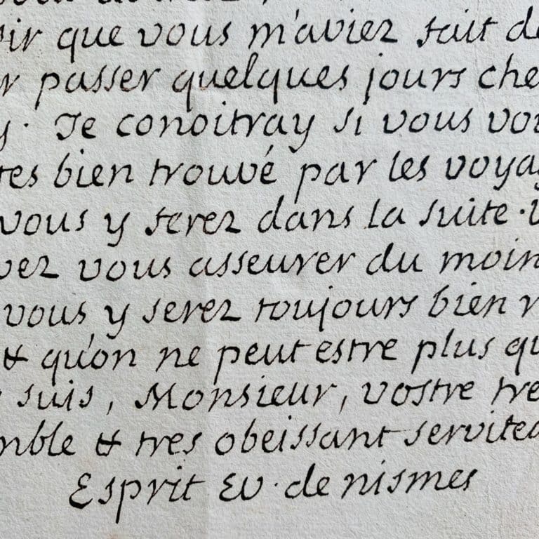 Belle lettre amicale, entièrement autographe, d&rsquo;Esprit Fléchier