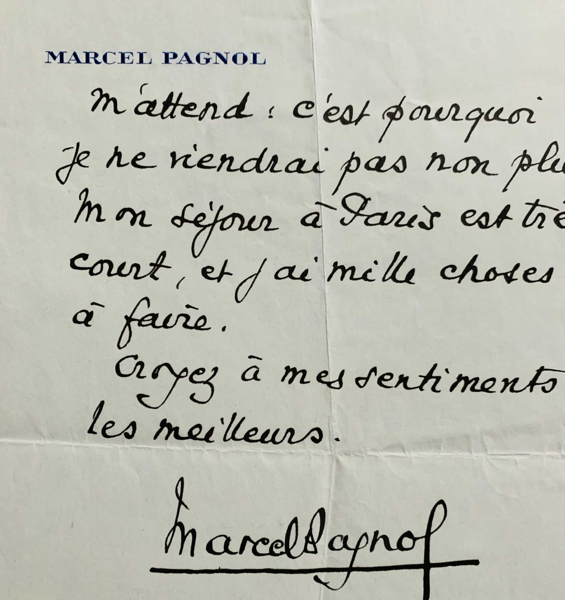 Marcel Pagnol désire s’entretenir avec Michel Simon et Georges Simenon