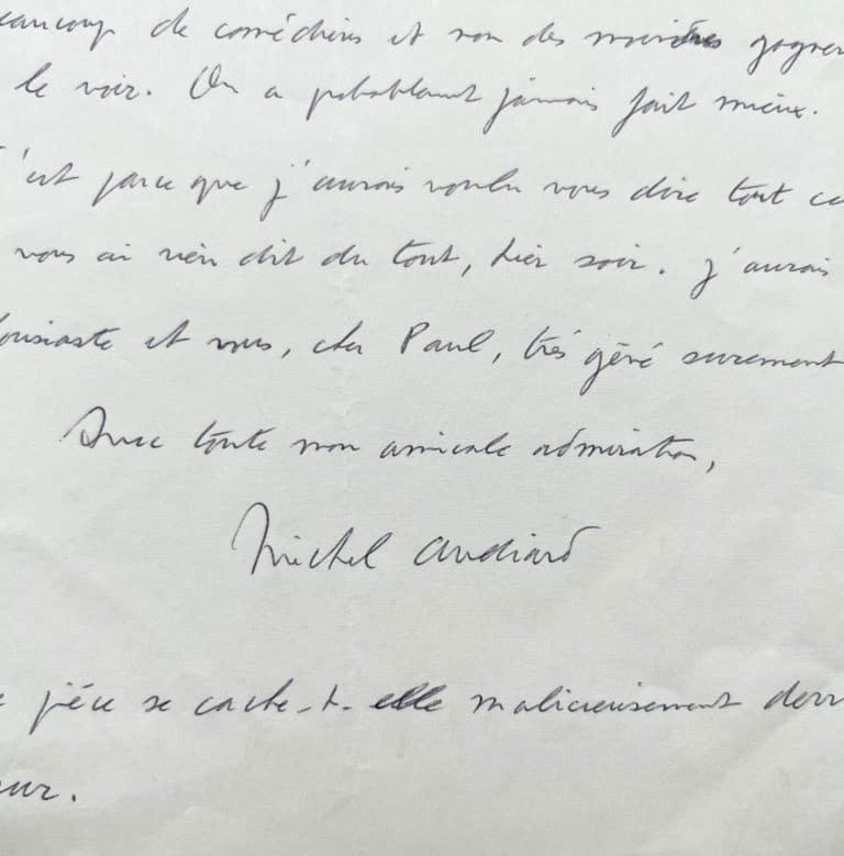 Exceptionnelle lettre de Michel Audiard à Paul Meurisse, sur Don Juan aux enfers