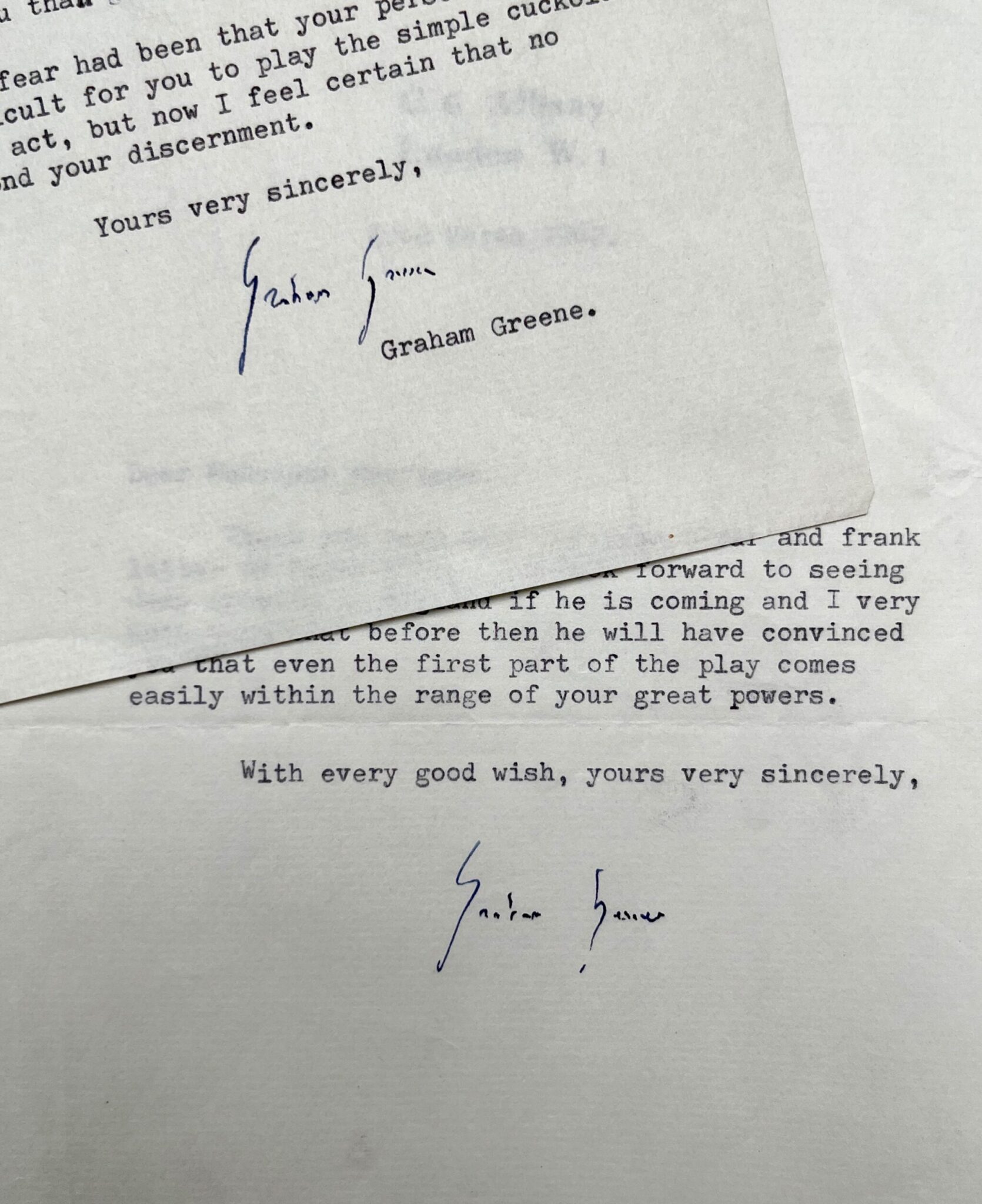 Graham Greene célèbre le talent de Paul Meurisse et le veut pour The Complaisant Lover