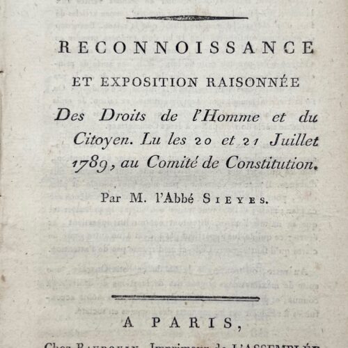L'Abbé Sieyès propose 32 articles pour la Déclaration des droits de l'homme