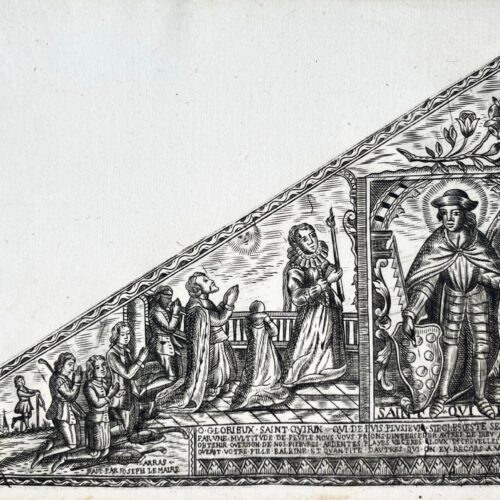 Très rare drapelet de pèlerinage d'Arras, pour Saint Quirin, guérisseur des escrouelles