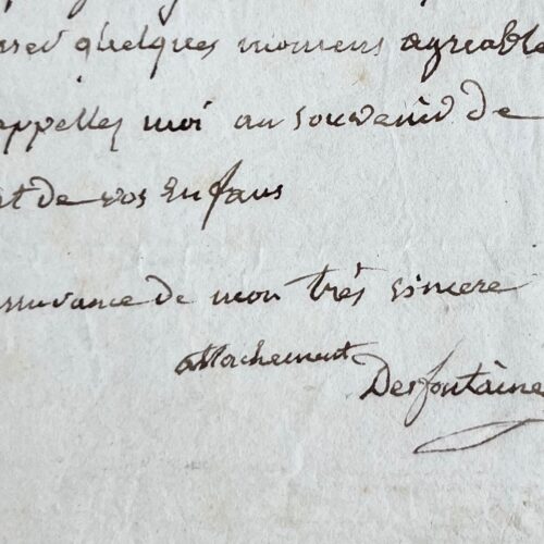 Lettre du botaniste René Louiche Desfontaines au médecin aliéniste Philippe Pinel
