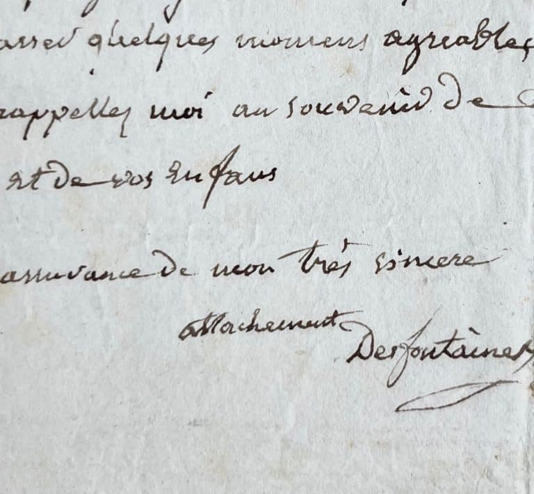 Lettre du botaniste René Louiche Desfontaines au médecin aliéniste Philippe Pinel