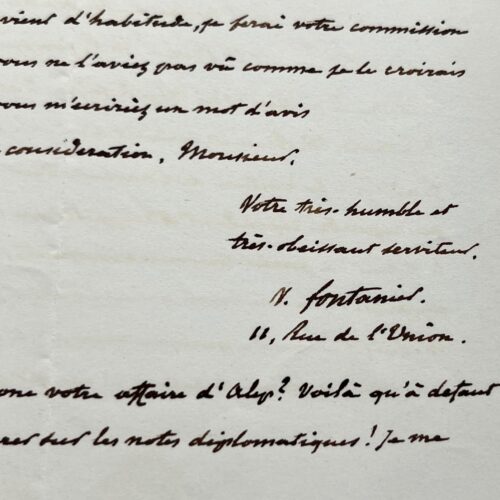 Beautiful letter from the naturalist and diplomat Victor Fontanier on the French Academy, F. de Lesseps & Aleppo
