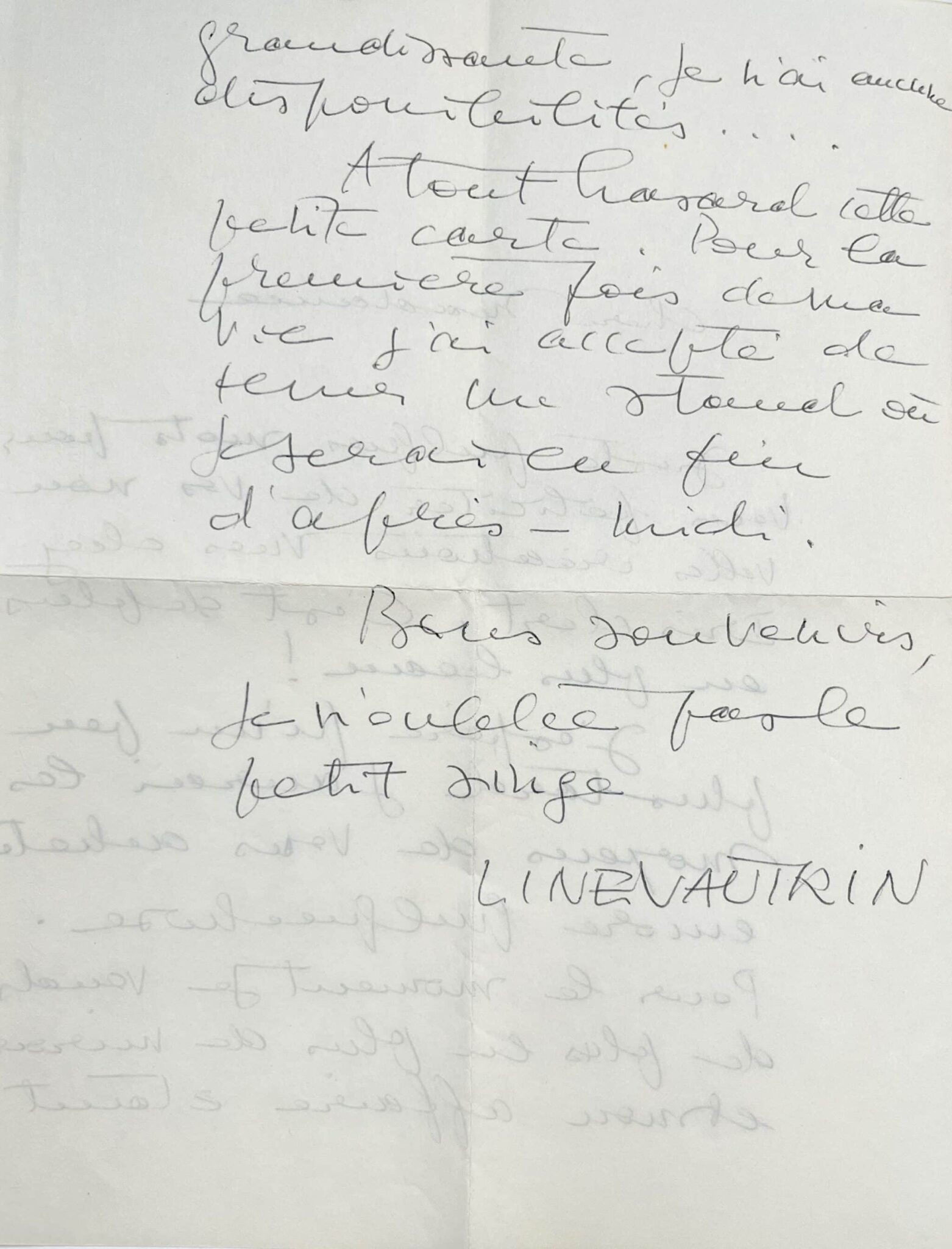 Très rare lettre de Line Vautrin : "je vends de plus en plus de miroirs" – vue 3 Très rare lettre de Line Vautrin : "je vends de plus en plus de miroirs" – vue 3