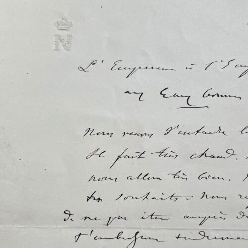 Tendre lettre de Napoléon III à l'Impératrice Eugénie à Eaux-Bonnes