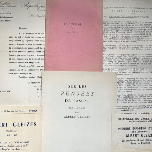6 documents autour d'Albert Gleizes : cartes d'exposition, brochure, tiré-à-part, etc.