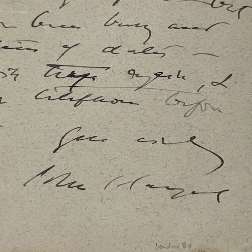 Autographed card signed by the English painter John Singer Sargent