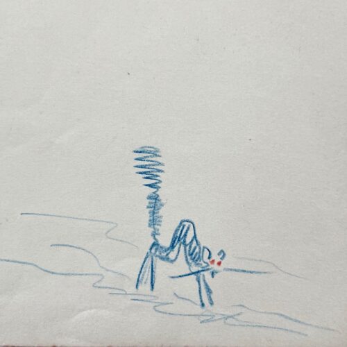 Ravissante lettre illustrée de Camille Saint-Saëns