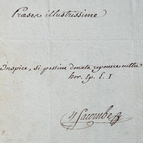 Rare pièce autographe du Fou littéraire, auteur de la Luciniade, Jean-François Sacombe