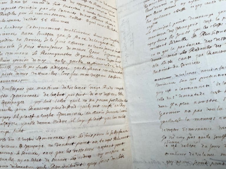 Exceptionnelle lettre d&rsquo;Abraham Duquesne adressée au cardinal Mazarin