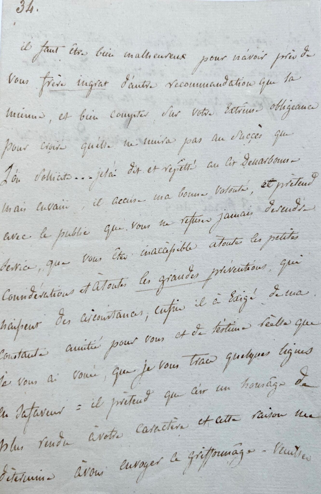 Lettre de recommandation de Madame Tallien, à un "frère ingrat" – vue 2 Lettre de recommandation de Madame Tallien, à un "frère ingrat" – vue 2
