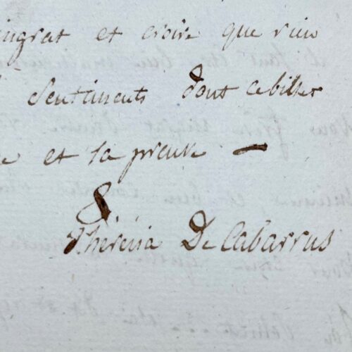 Lettre de recommandation de Madame Tallien, à un "frère ingrat"