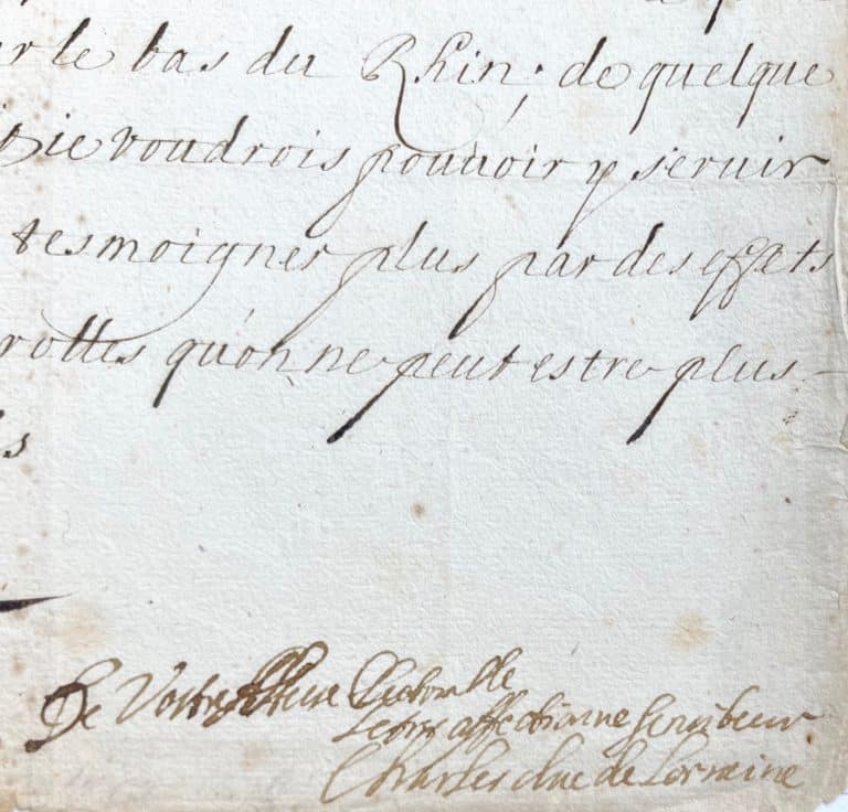Importante lettre de Charles de Lorraine à l&rsquo;Électeur de Trèves, écrite sept jours avant sa mort